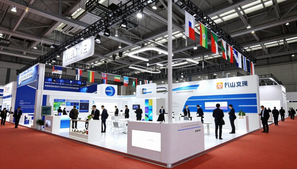 CIIE Shanghai exhibition showing international country pavilions and modern displays
