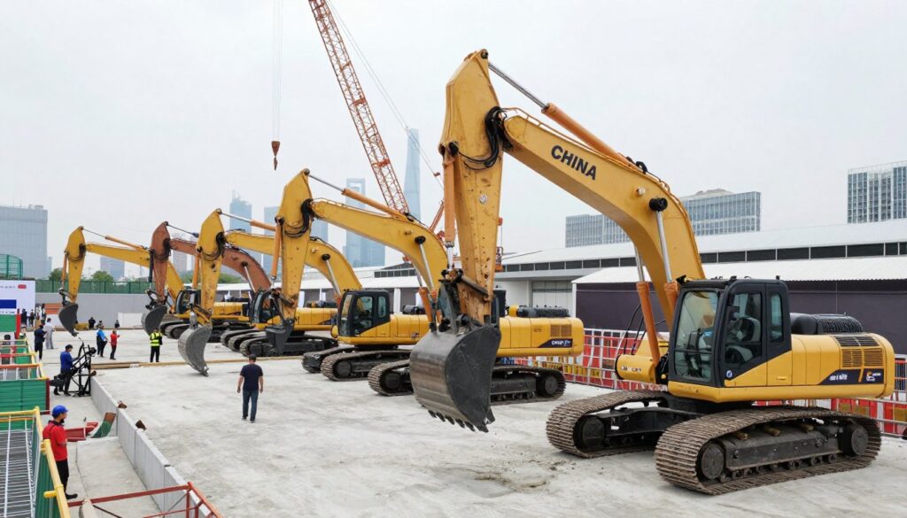 bauma CHINA showing large construction equipment and heavy machinery in outdoor display area